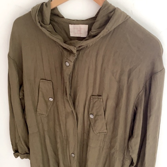 Love Tree Lightweight Olive Green Military Style Hooded Jacket Womens,Size Large - Picture 7 of 12